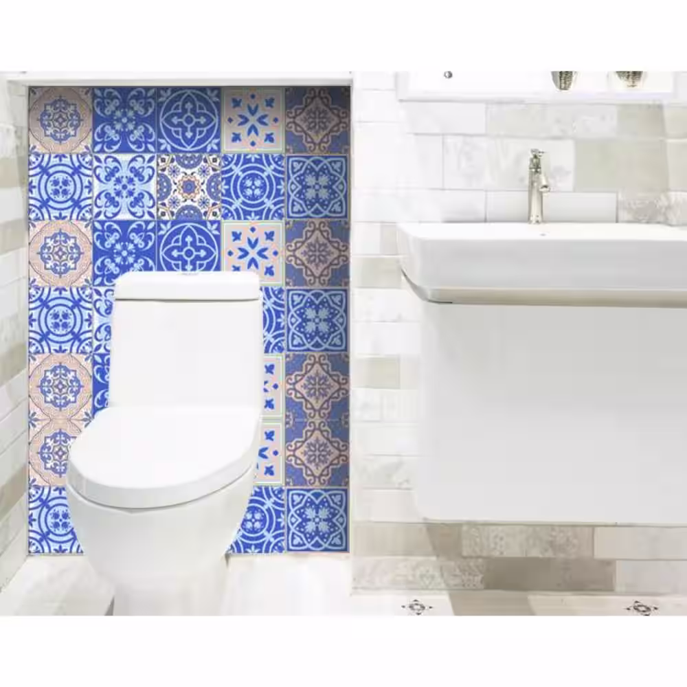 HomeRoots Amelia Blue 7 in. x 7 in. Vinyl Peel and Stick Tile (8.17 sq. ft./Pack)