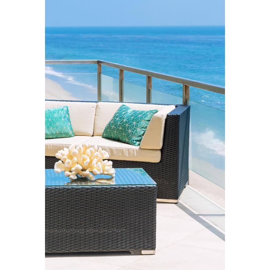 Ohana Depot Ohana Mixed Brown 7-Piece Wicker Patio Seating Set with Sunbrella Jockey Red Cushions