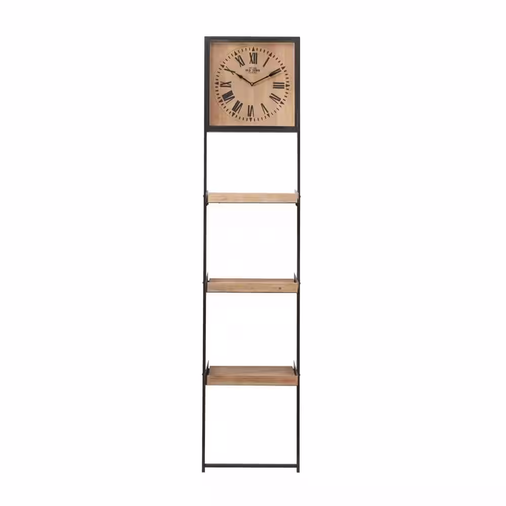 Litton Lane Gold Branch Metal Floral Wall Shelf with Glass Top