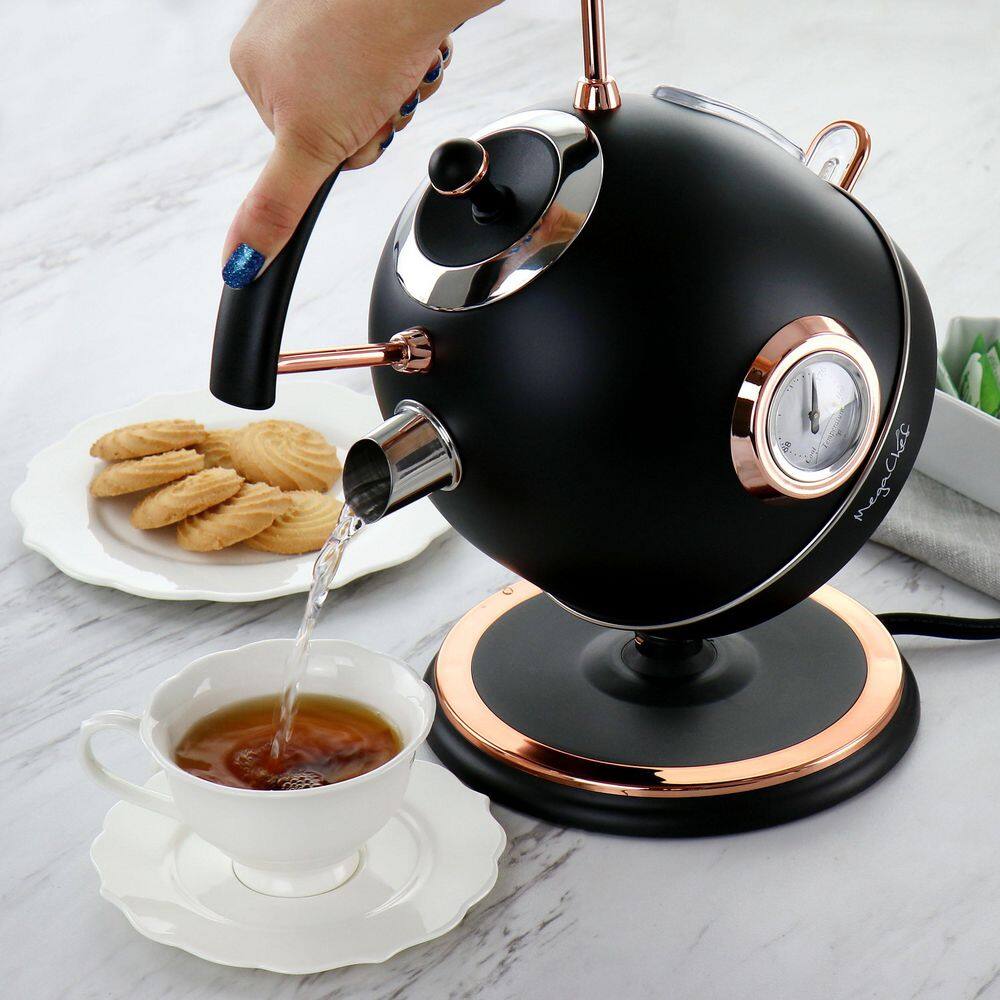 MegaChef 1.8 l 7.6 -Cups in Matte Black Half Circle Electric Tea Kettle With Thermostat