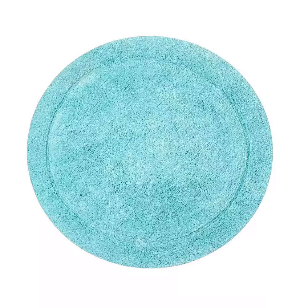HOME WEAVERS INC Waterford Collection 22 in. x 22 in. Green Cotton Round Bath Rug