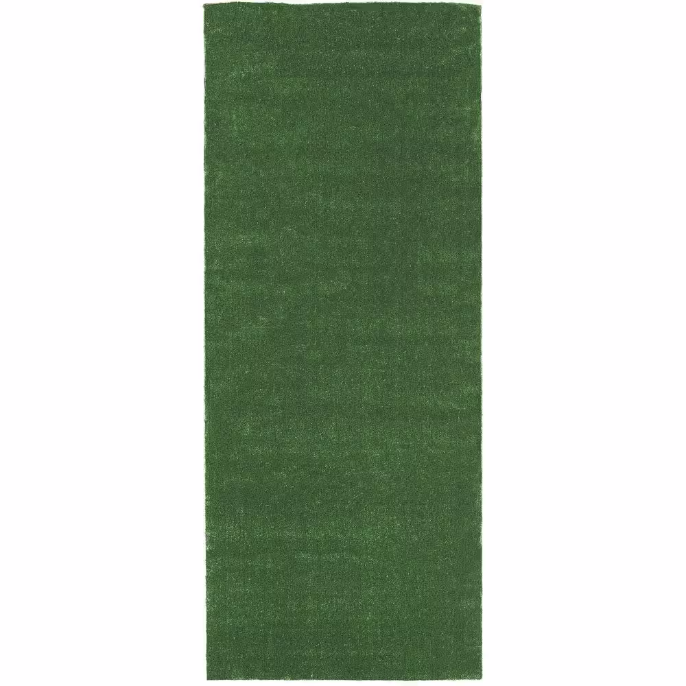 Sweet Home Stores Meadowland Collection Waterproof Solid Indoor/Outdoor 7 ft. x 21 ft. Green Artificial Grass Runner Rug