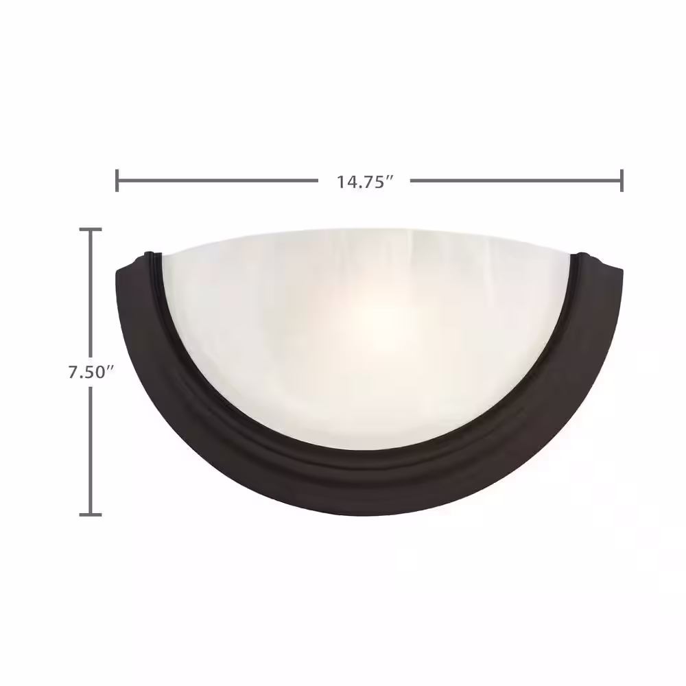 Volume Lighting Lunar 1-Light Indoor Antique Bronze Wall Mount Sconce with Semi-Sphere Alabaster Glass