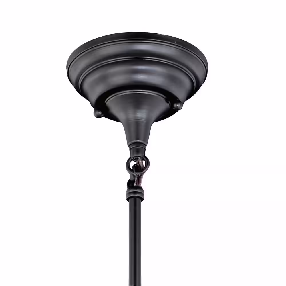 VAXCEL Huntley 1-Light Oil Rubbed Bronze Farmhouse Schoolhouse Mini Pendant Ceiling Light White Glass