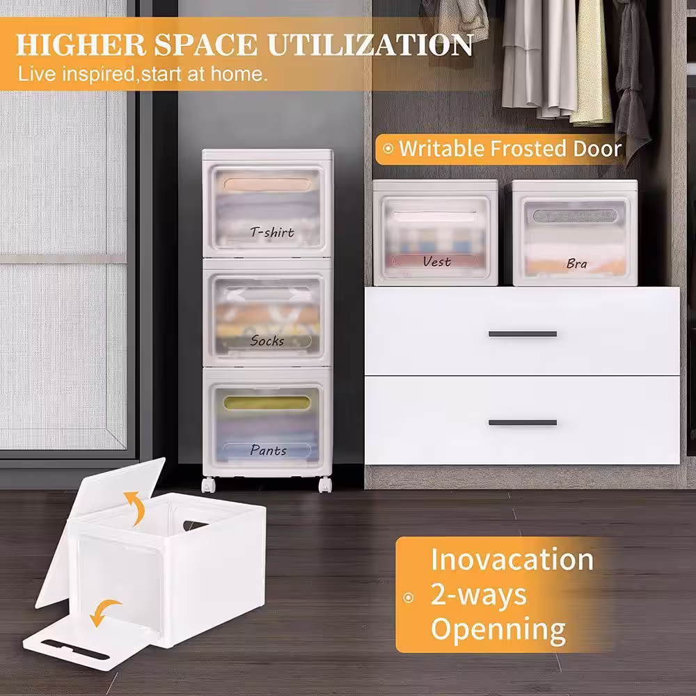 None 23 qt. Large Plastic Organization and Storage Bin in White