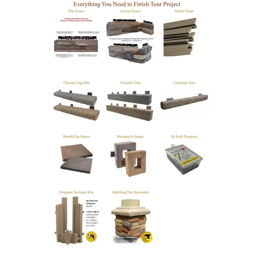 M-Rock P-Series 5 in. x 20 in. Montgomery Ledge Stone Concrete Stone Veneer (4.9 sq. ft./bx)