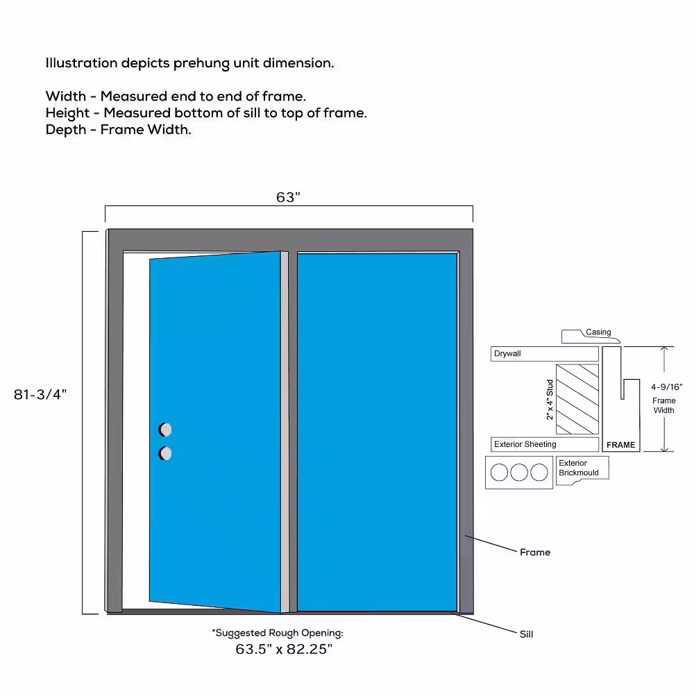 MMI Door 60 in. x 80 in. Clear Low-E Glass Primed Steel Prehung Right-Hand Inswing Full Lite Stationary Patio Door