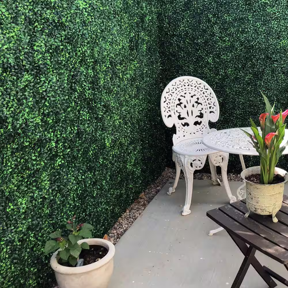 None 12- Piece 20 in. x 20 in. Artificial Boxwood Hedge Wall Panel Grass Wall Backdrop Greenery Boxwood Panels