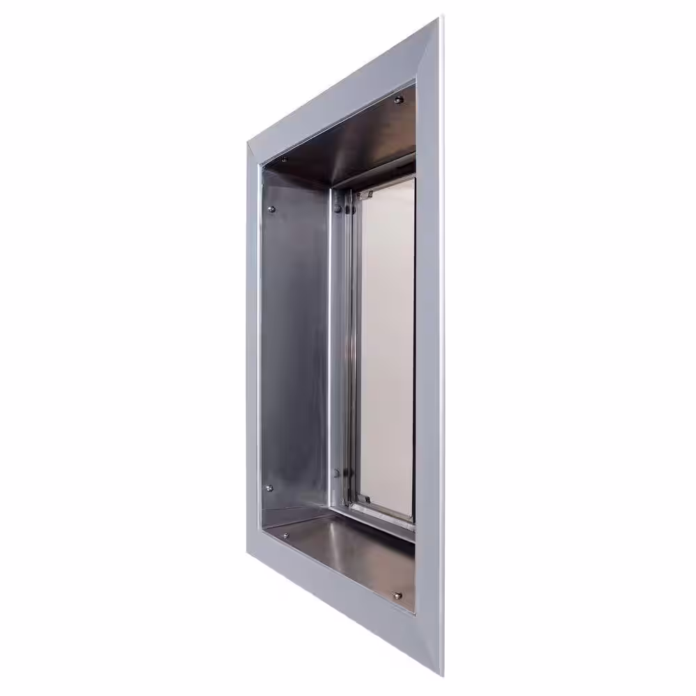 PlexiDor Performance Pet Doors 6.5 in. x 7.25 in. Small Silver Wall Mount Cat or Small Dog Door Requires No Replacement Flap