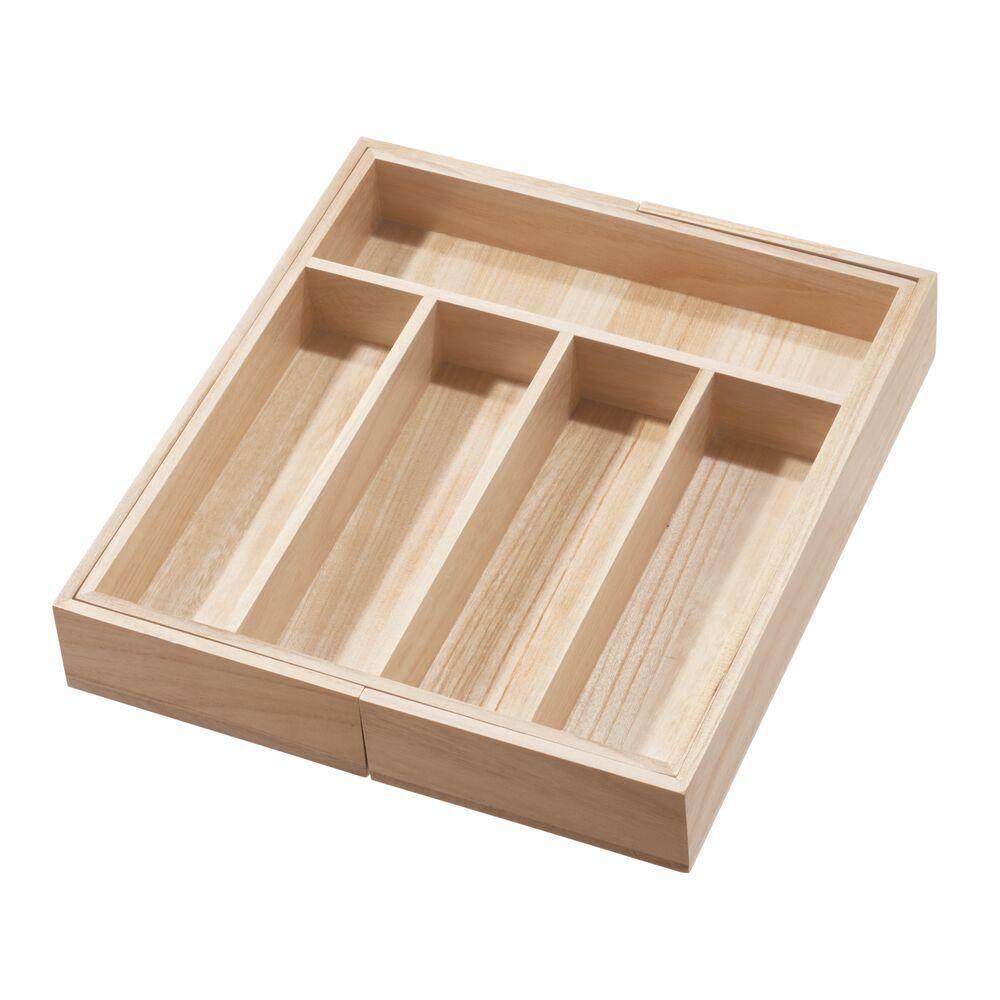 None Expandable Wood Cutlery Tray 2.5 in. x 13.6 in. x 15 in. Natural