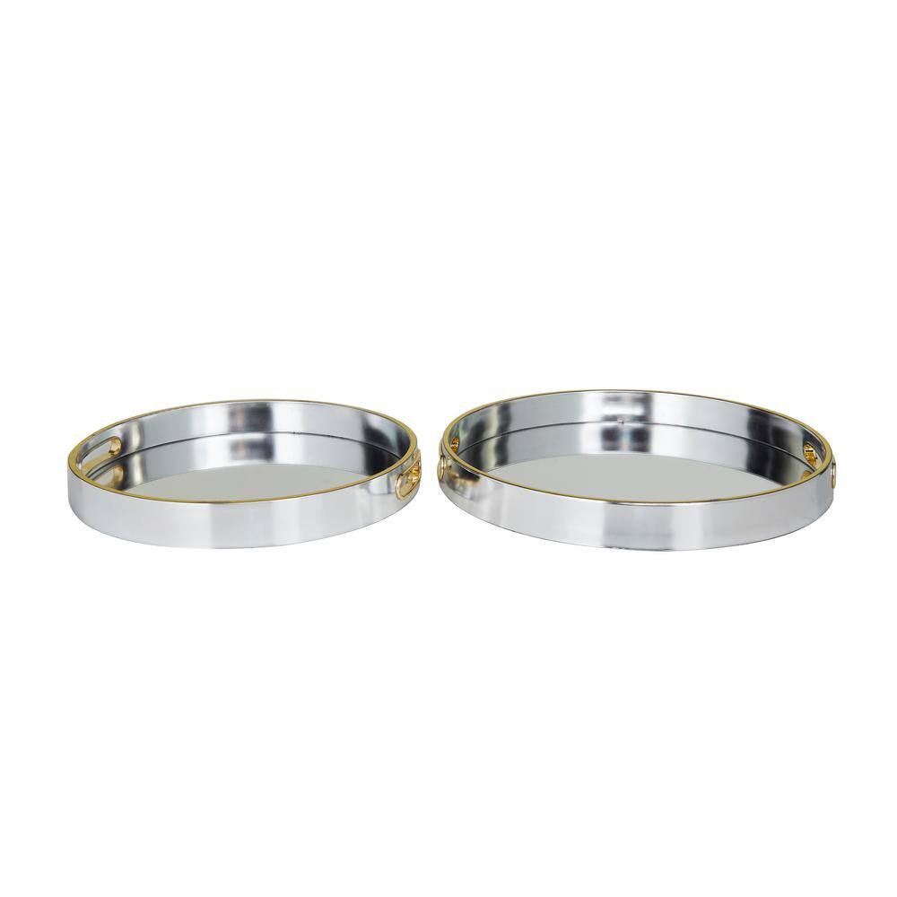 Litton Lane Silver Plastic Glam Tray ( Set of 2)