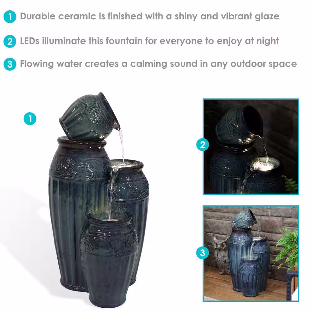 Sunnydaze Decor 27 in. Tour de Vase Ceramic Outdoor Water Fountain