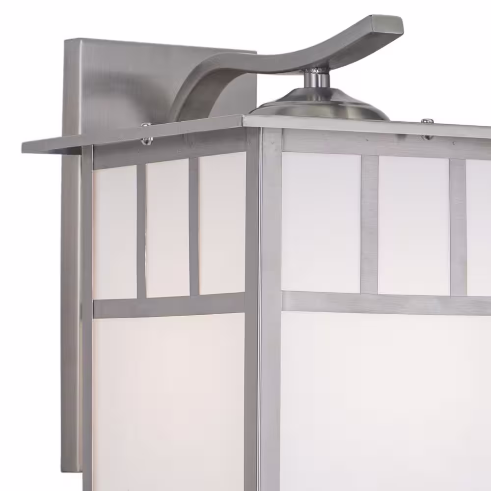 VAXCEL Mission Stainless Steel 1 Light Rectangle Outdoor Wall Lantern White Glass