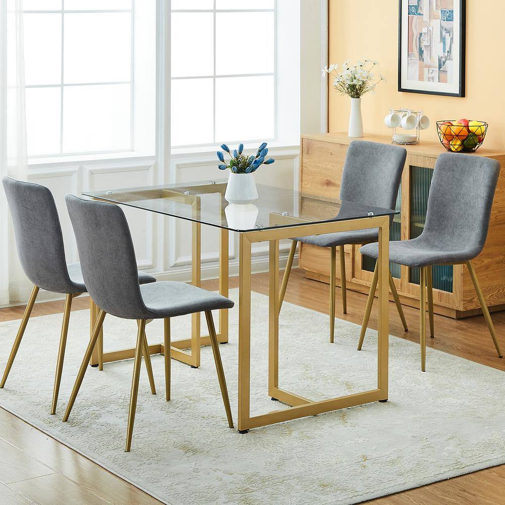 Homy Casa Scargill Grey Textured Fabric Upholstered Dining Chairs (Set of 4)