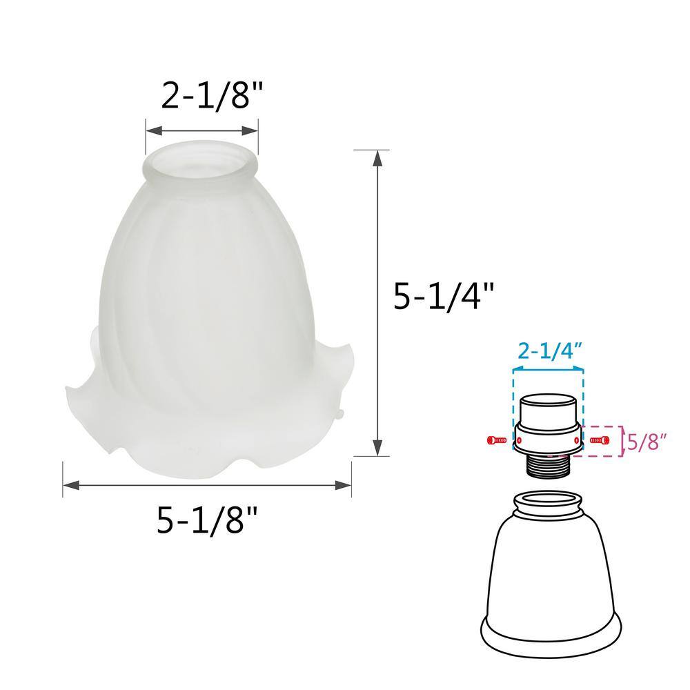 ASPEN Creative CORPORATION:Aspen Creative Corporation 5-1/4 in. Frosted Floral Ceiling Fan Replacement Glass Shade (4-Pack)