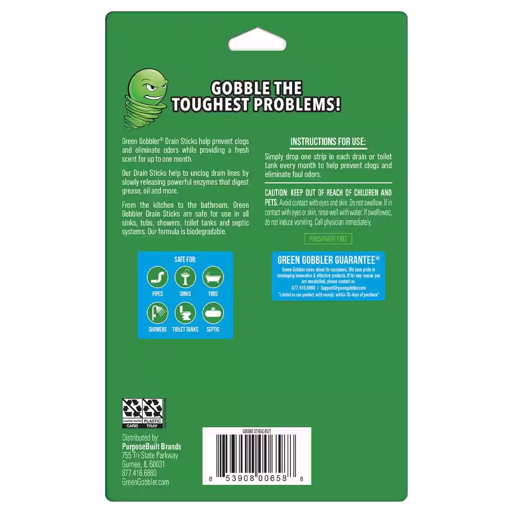 Green Gobbler Bio-Flow Drain Cleaning and Deodorizing Strips (12-Pack)
