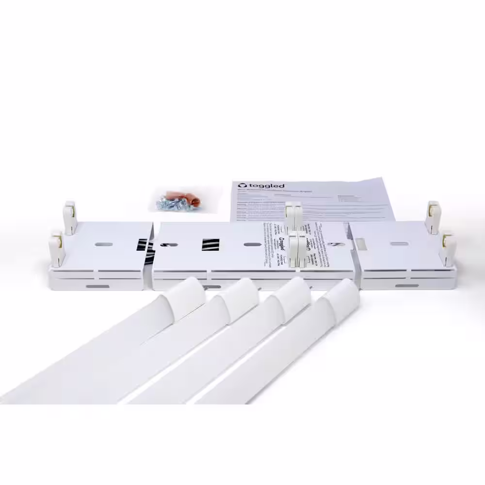 toggled 64-Watt 4 ft. Linear LED Tube Light Bulb Retrofit Conversion Kit Replaces 8 ft. T8/T12 FluorescentBulb 8000 Lumens 6500K