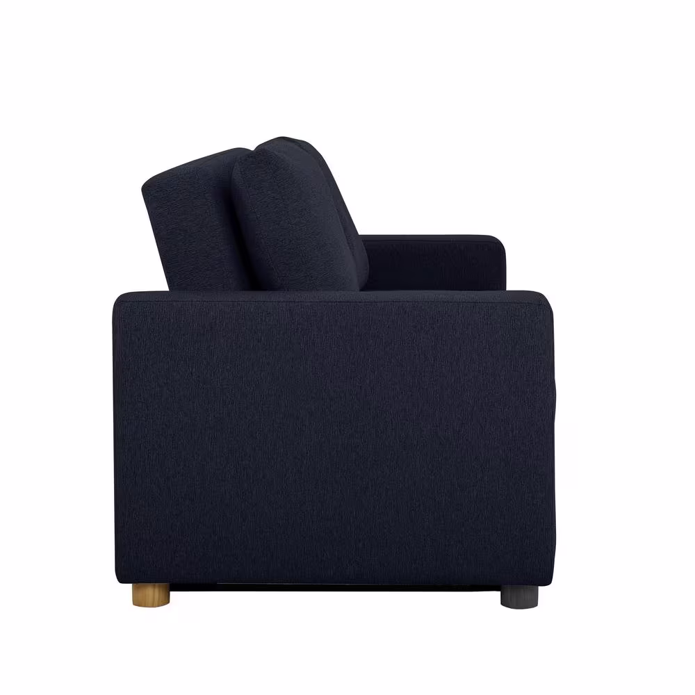 Serta Tampa 66.1 in. Navy Blue Polyester Full Size Convertible Sofa