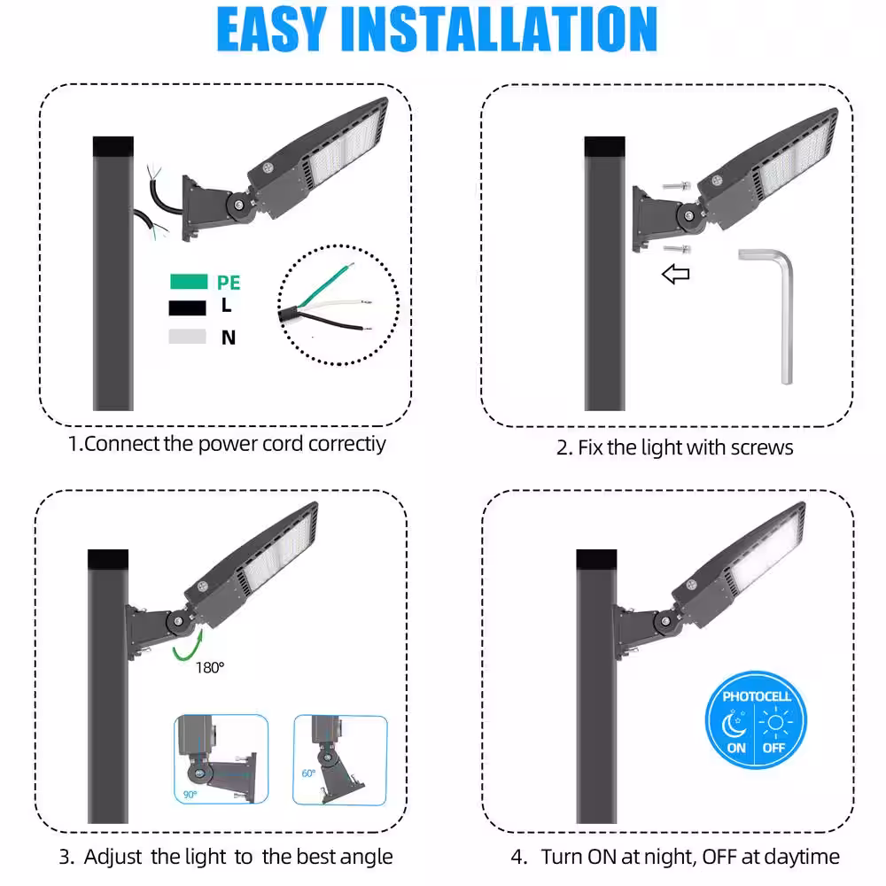 None 1500-Watt Equivalent Integrated 300W LED Bronze Dusk to Dawn Area Light with 39000 Lumens 5500K Outdoor Light