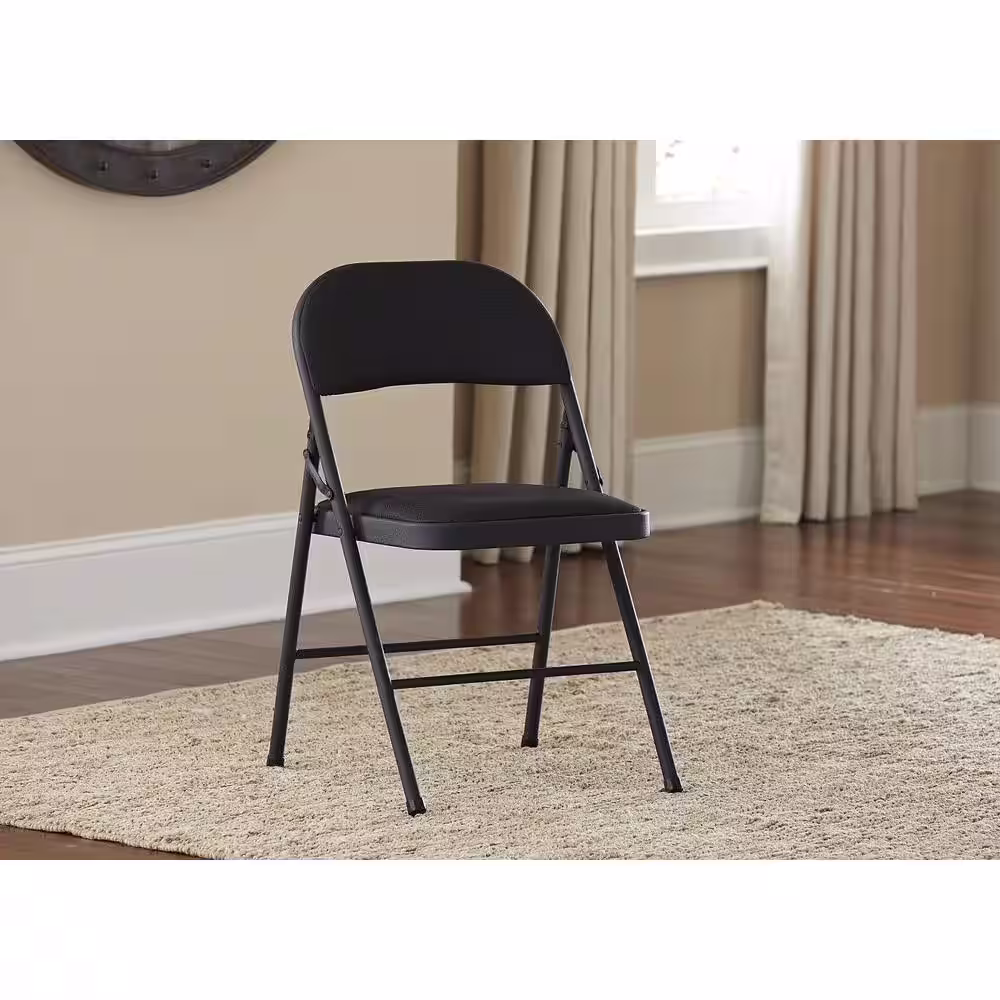 Cosco Black Vinyl Padded Seat Folding Chair (Set of 4)