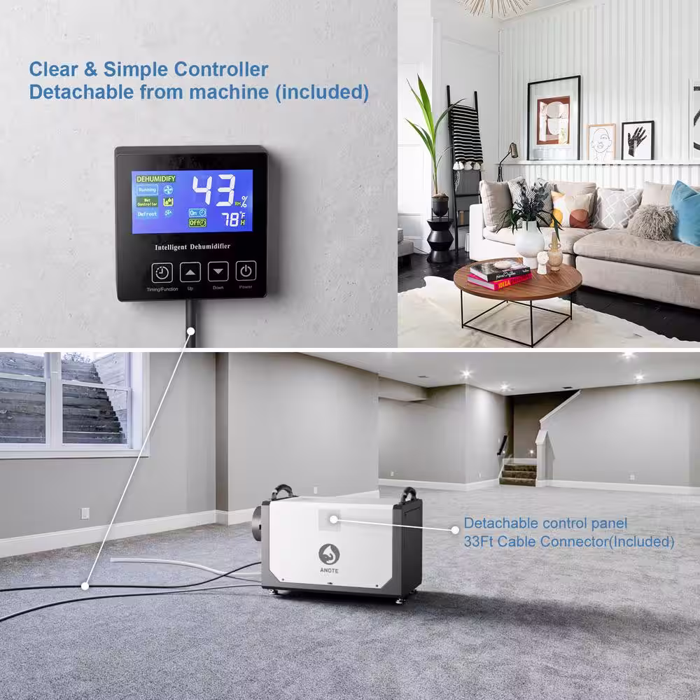 JEREMY CASS 145 pt. 6,000 sq.ft. Commercial Dehumidifier in White, Industrial Dehumidifier with Hose for Basement, Memory Starting
