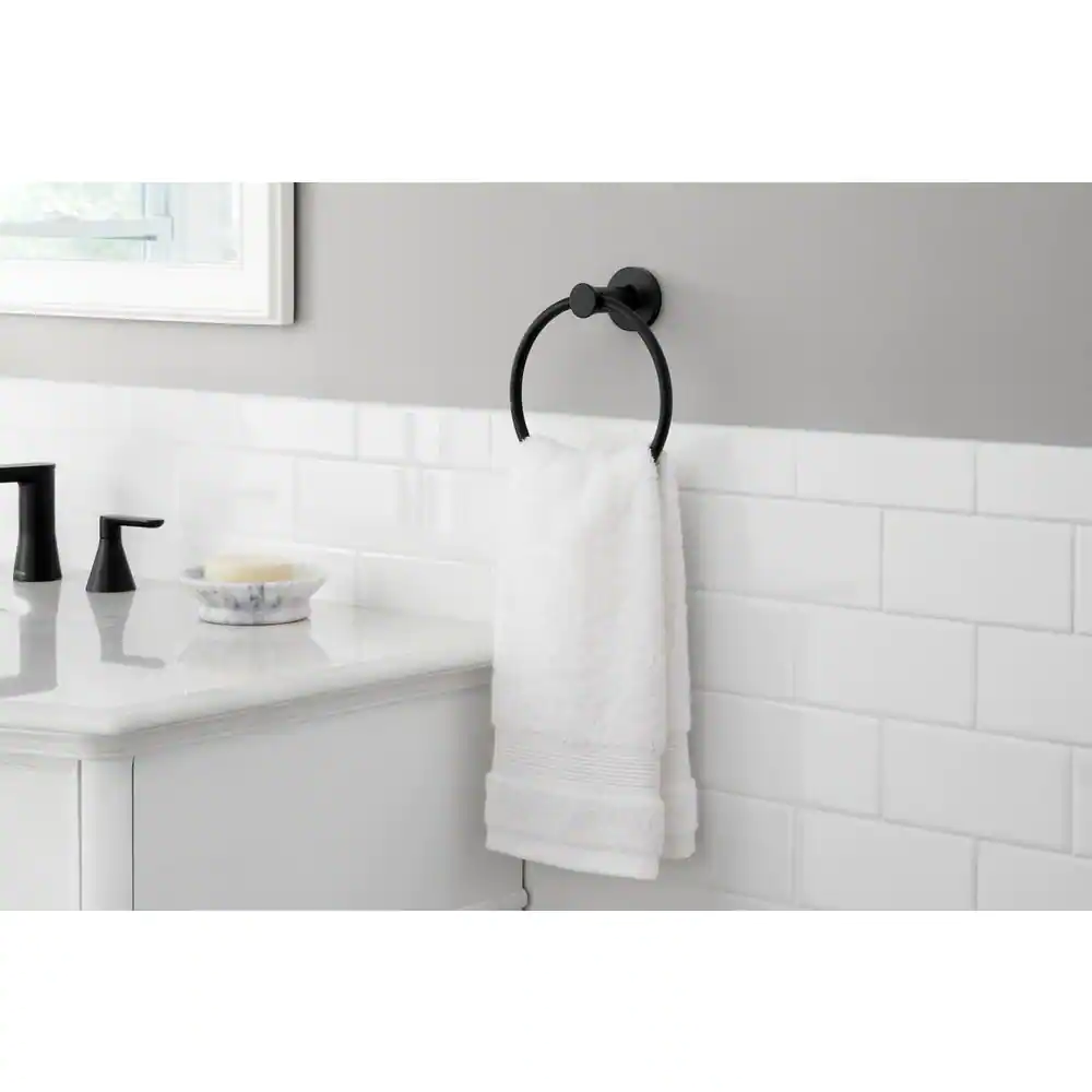 Glacier Bay Lucien Towel Ring in Matte Black