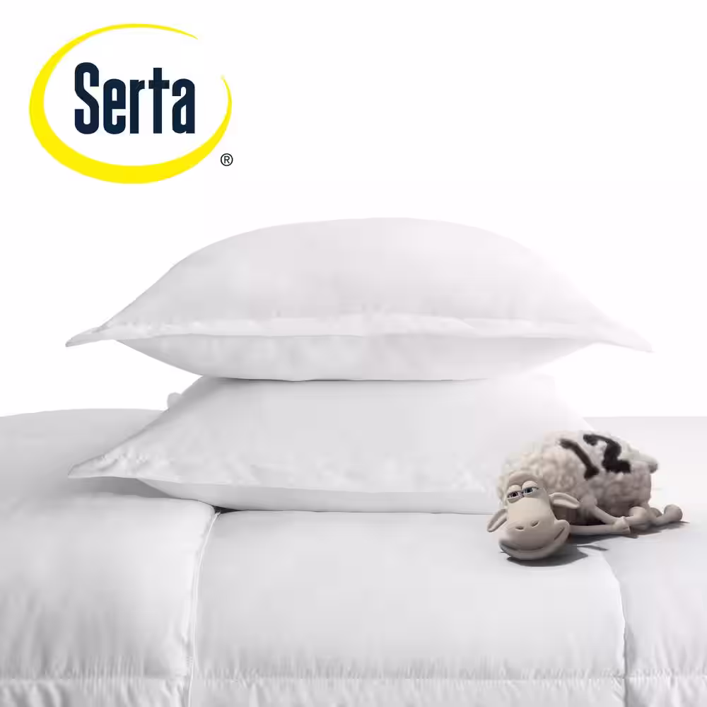 Serta Simply Clean 3-Piece White Pleated Microfiber Full/Queen Comforter Set