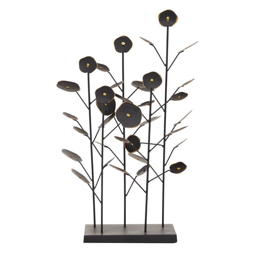 Litton Lane Black Metal Leaf Sculpture