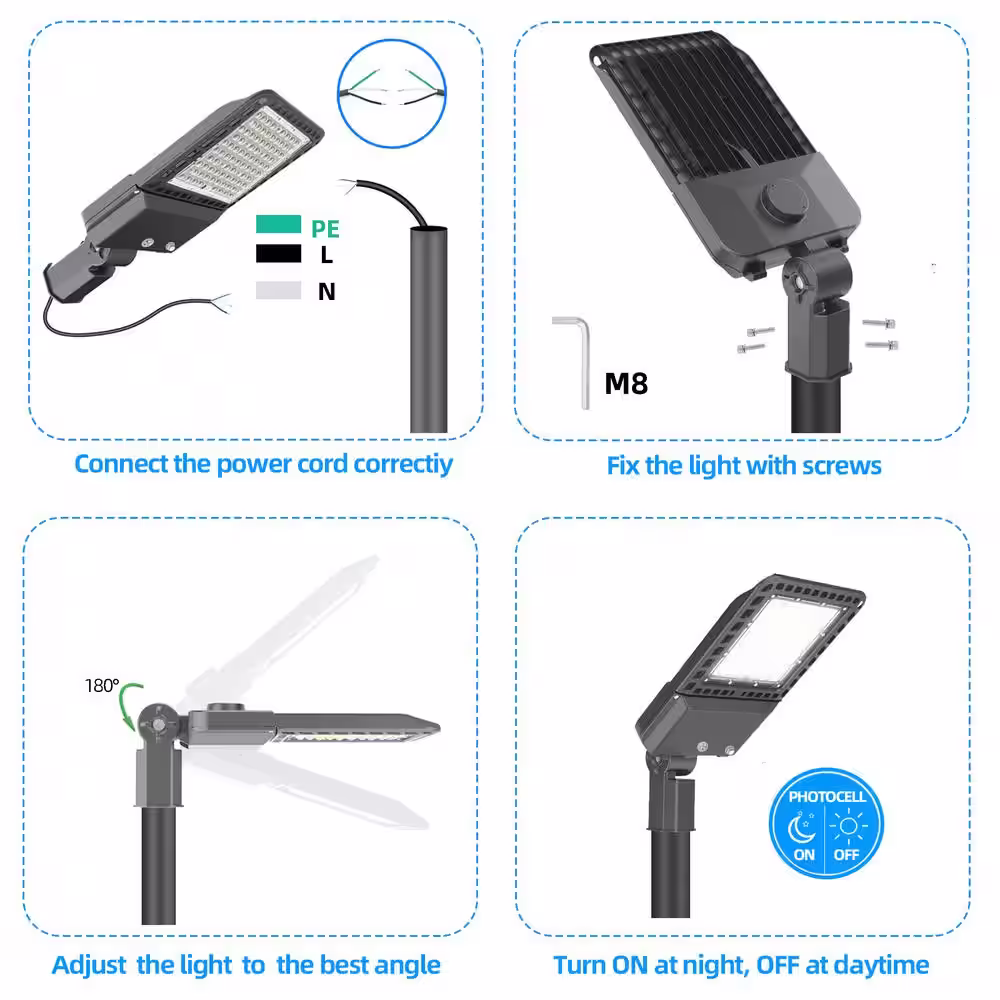 None 300-Watt 150-Degree Bronze Integrated LED Parking Lot Area Light Slip Fitter 5000K White with Photocell Dusk to Dawn