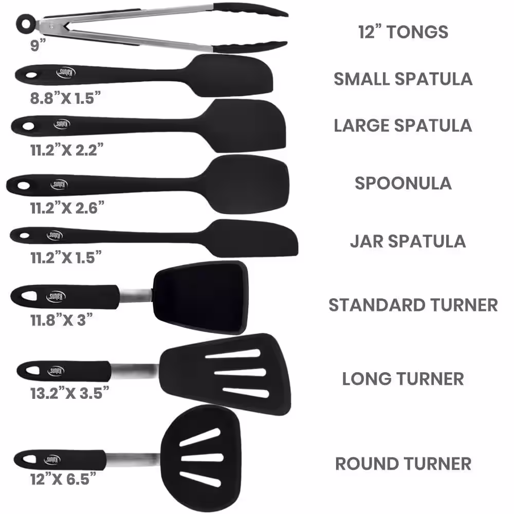 Kaluns Heat Resistant Rubber Silicone Spatula (Set of 8)