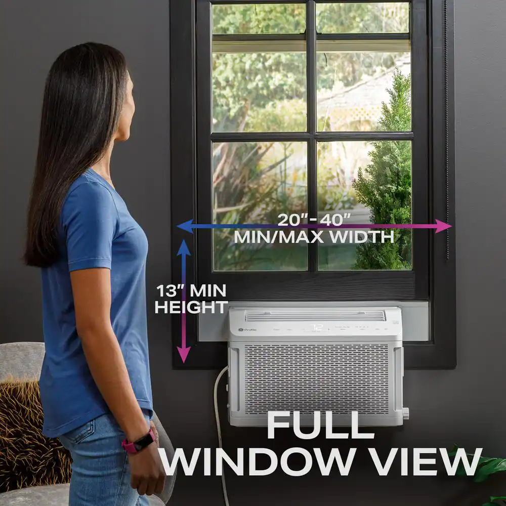 GE Profile 8,300 BTU 115-Volt ClearView Ultra Quiet Window Air Conditioner for Mid-Size Rooms, Full Window View, Easy Install