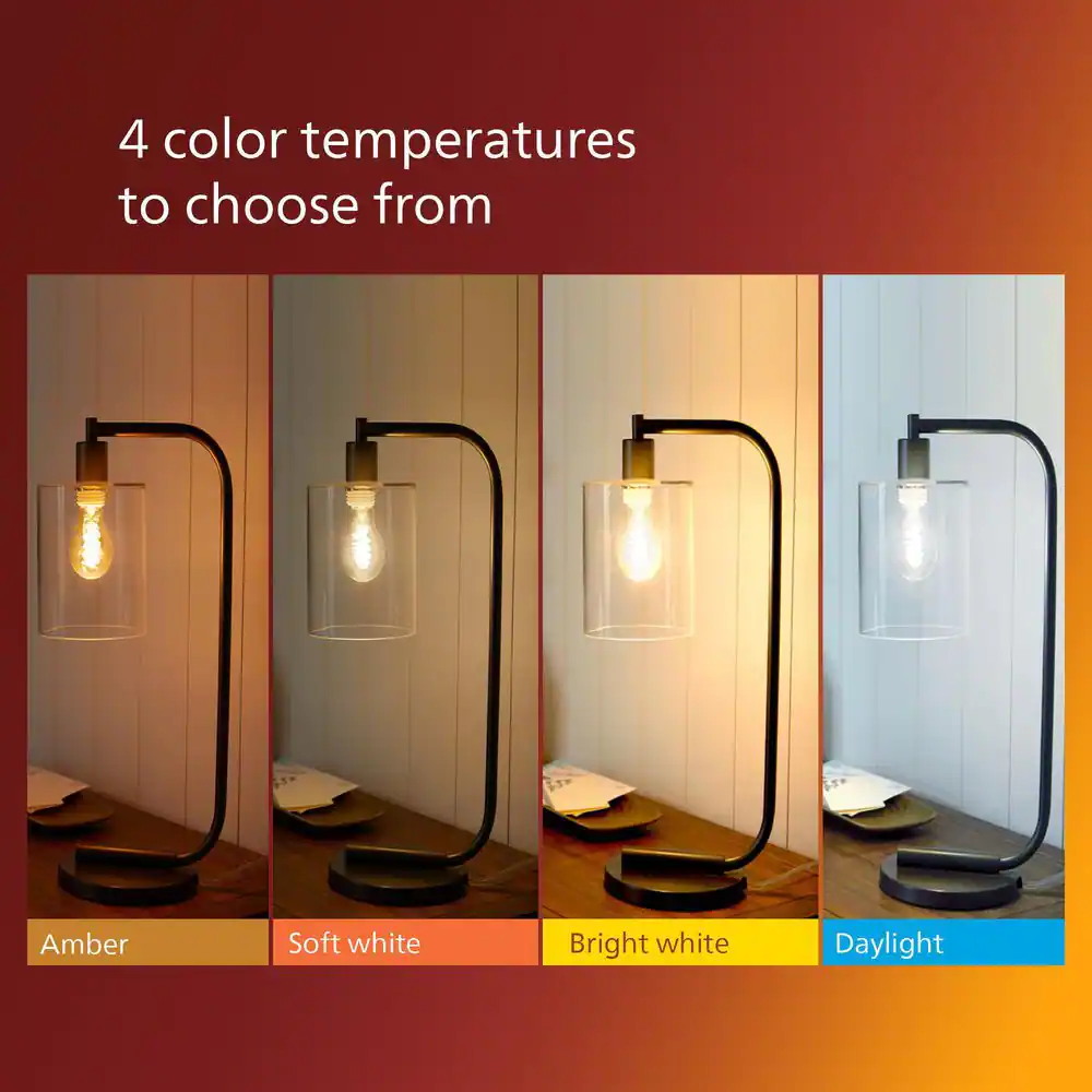 Philips 75-Watt Equivalent ST19 Clear Glass Dimmable E26 Vintage Edison LED Light Bulb Soft White with Warm Glow 2700K (2-Pack)