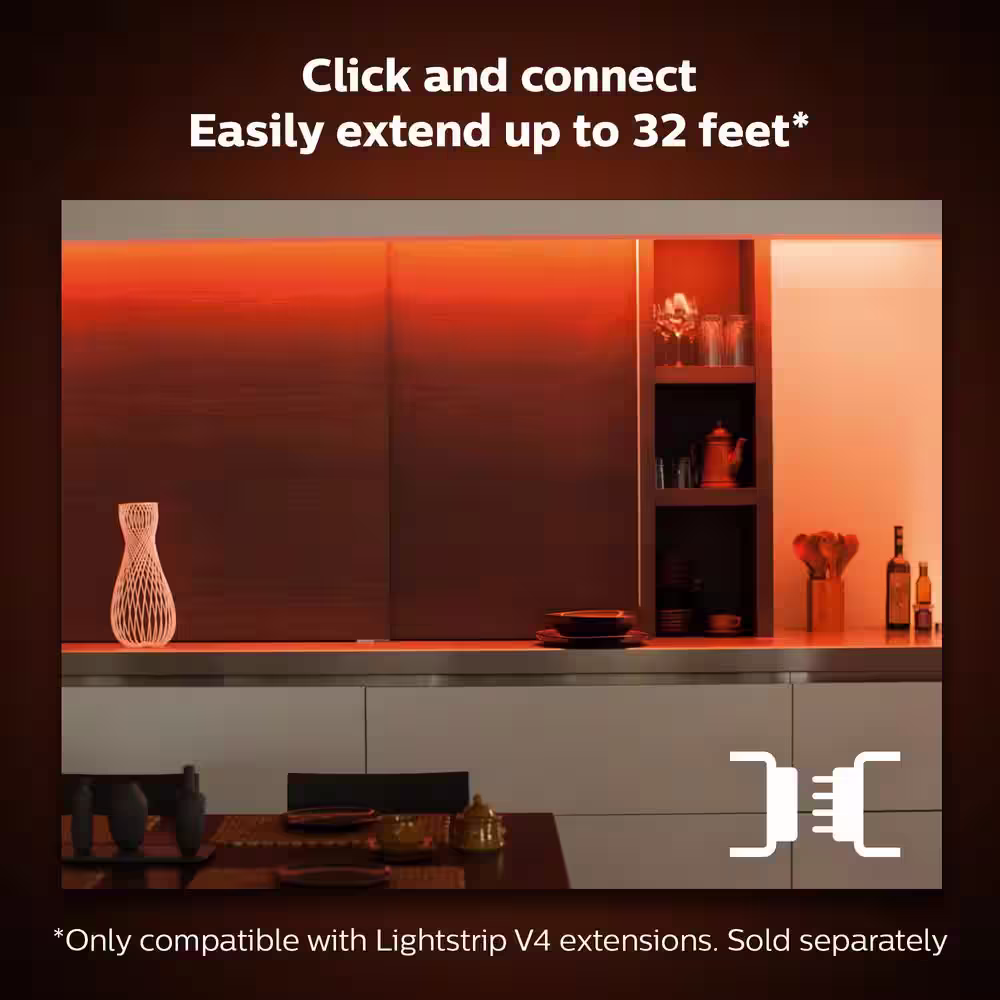Philips Hue 3.3 ft. LED Smart C0olor Changing Lightstrip Extension with Bluetooth (1-Pack)