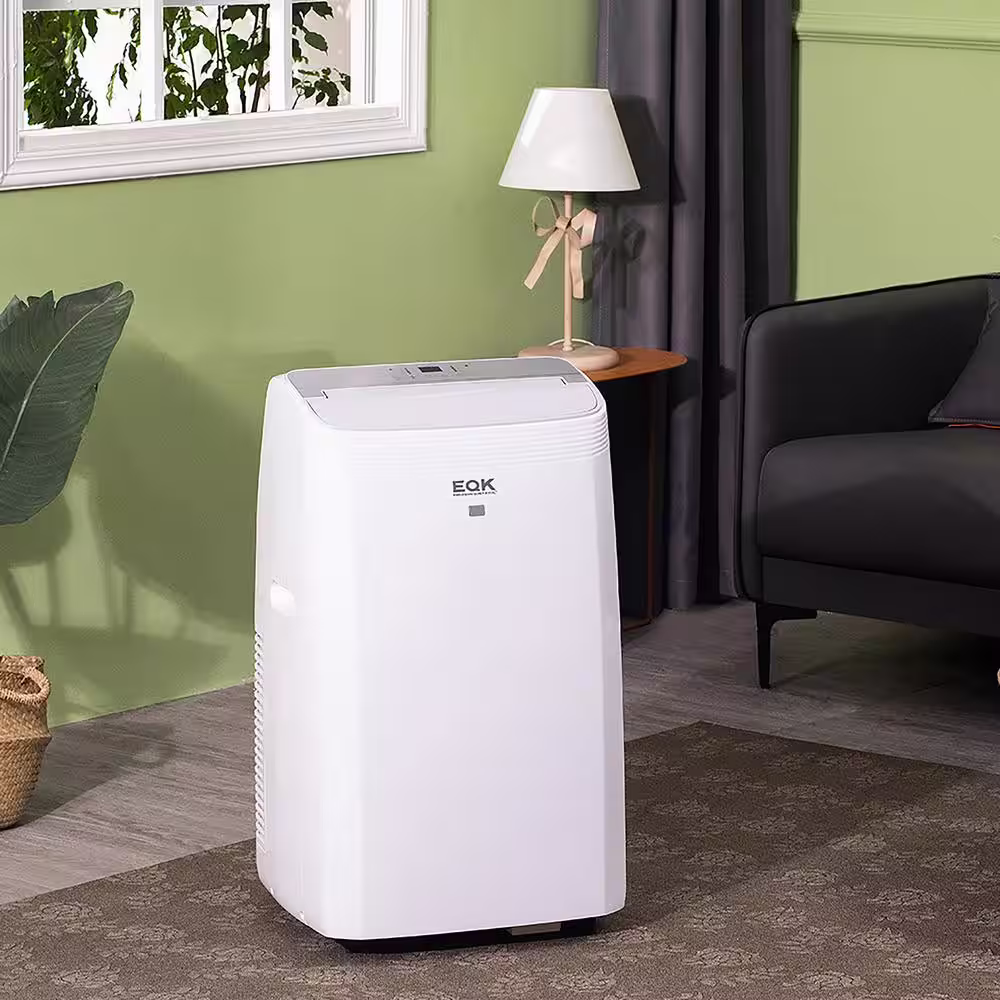EQK 14000 BTU (10,000 BTU, DOE) Portable Air Conditioner, Dehumidifier & Fan w/ Remote 550 Sq.Ft. Digital Display in White