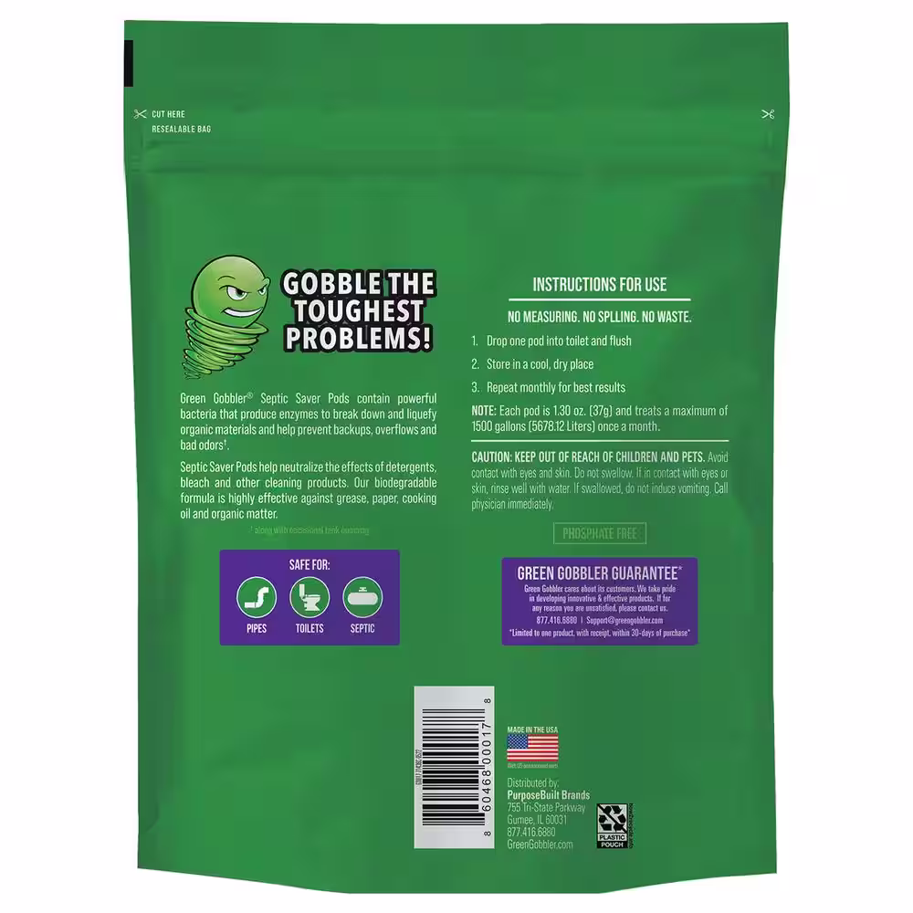 Green Gobbler 31 oz. Drain and Toilet Clog Dissolver with Septic Tank Treatment Pods