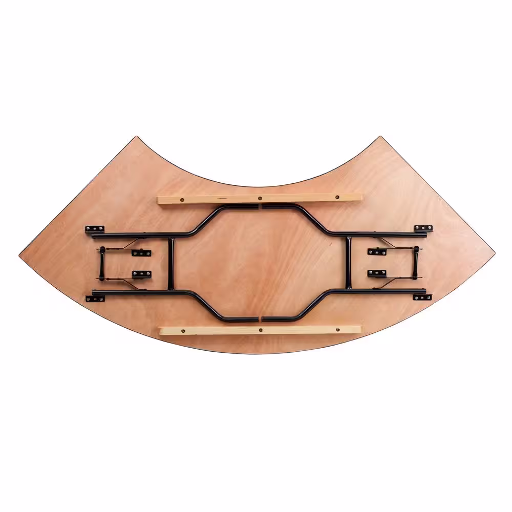 None 60 in. Natural Wood Tabletop Metal Frame Folding Table