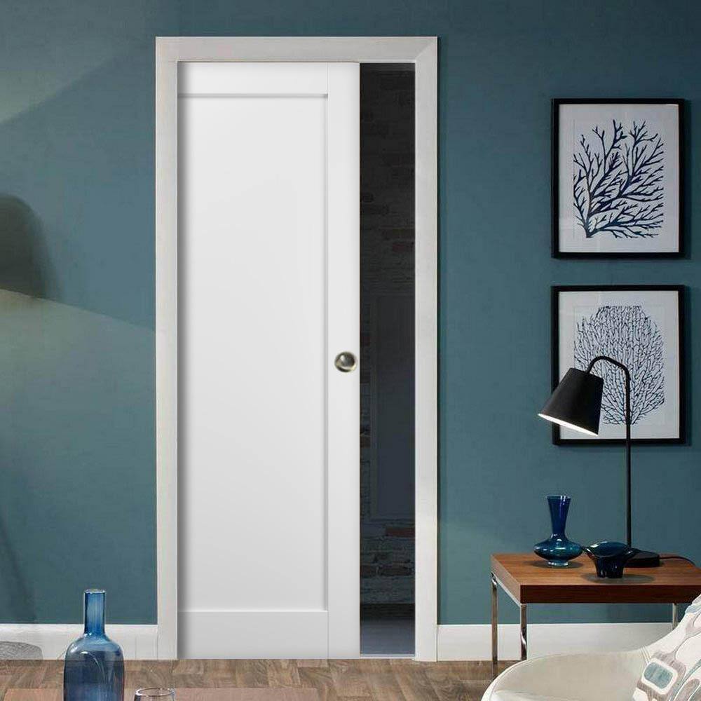 Sartodoors 4111 32 in. x 80 in. 1 Panel No Bore Solid MDF Core White Finished Pine Wood Interior Door Slab