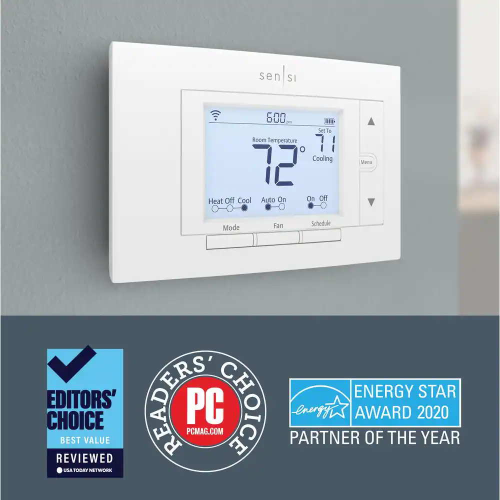 Emerson Sensi 7-day Programmable Wi-Fi Smart Thermostat, No C-Wire Required for Most Systems