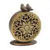 3R Studios Distressed Brown Vintage Pewter Mantel Clock with Birds