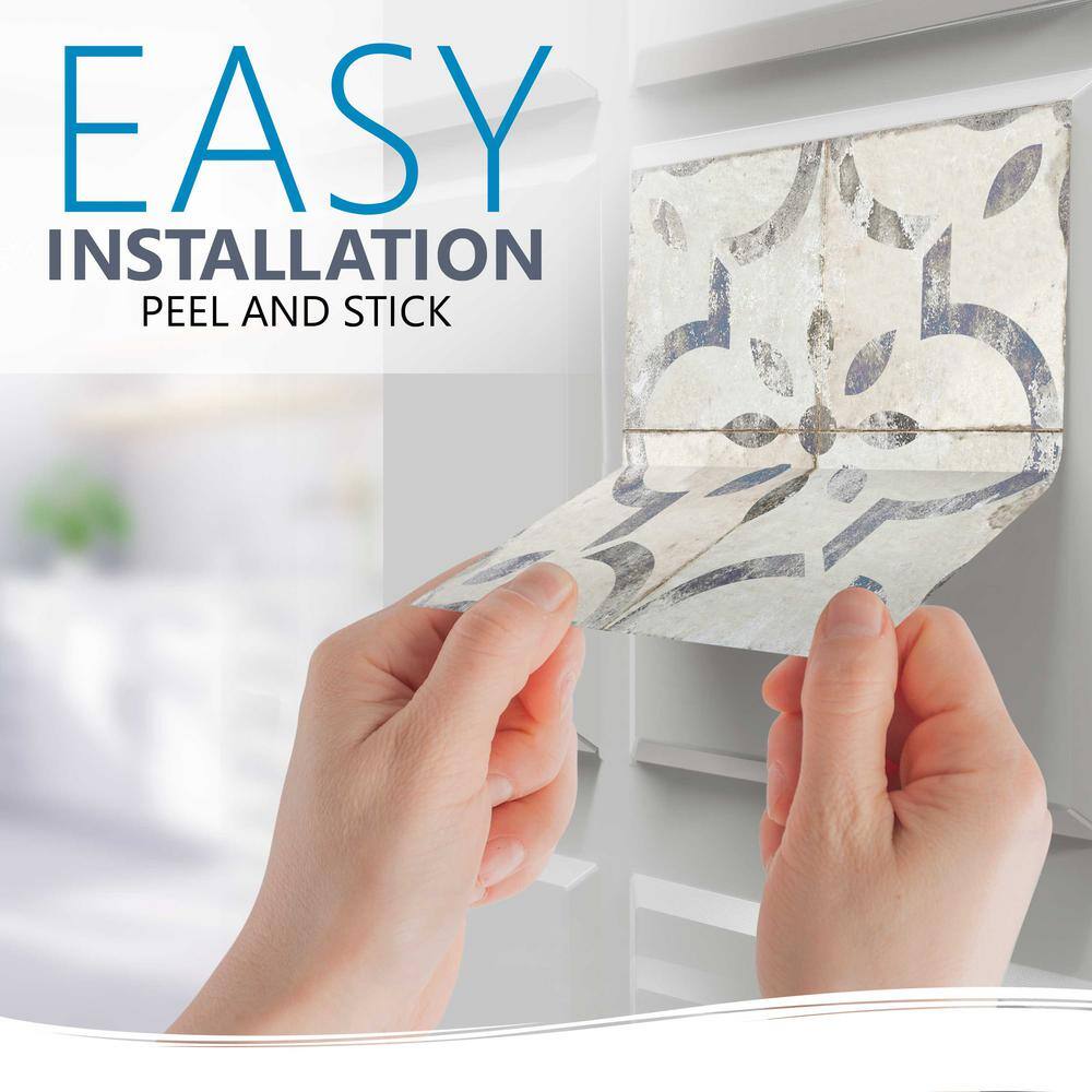 None Grey and Blue R23 5 in. x 5 in. Vinyl Peel and Stick Tile (24 Tiles, 4.17 sq. ft./Pack)