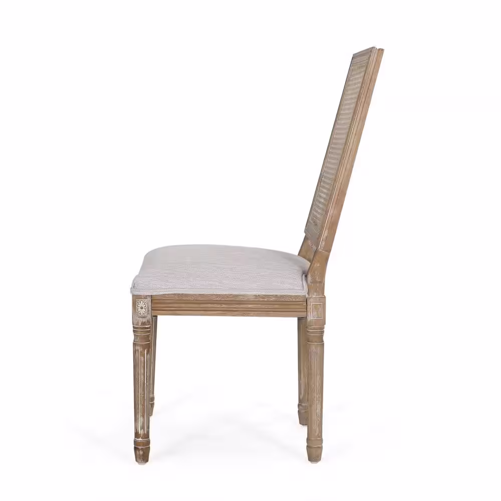 Noble House Beckstrom Light Gray and Natural Upholstered Dining Chair (Set of 6)