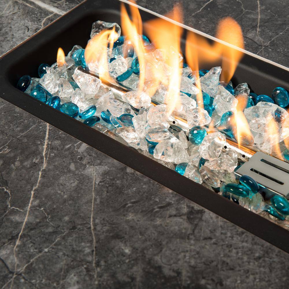 None 40,000 BTU Brown Metal Outdoor Gas Fire Pit Table
