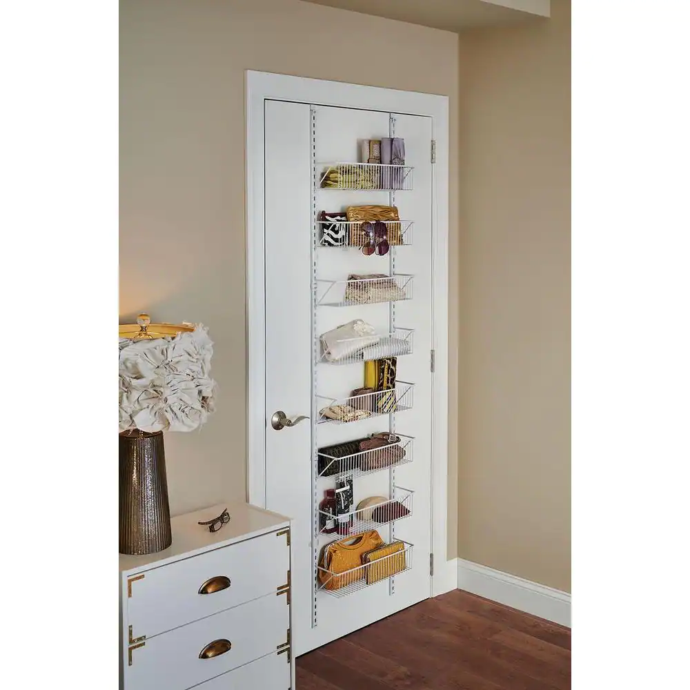 ClosetMaid 77.5 in. H x 18 in. W White Steel 8-Drawer Close Mesh Wire Basket
