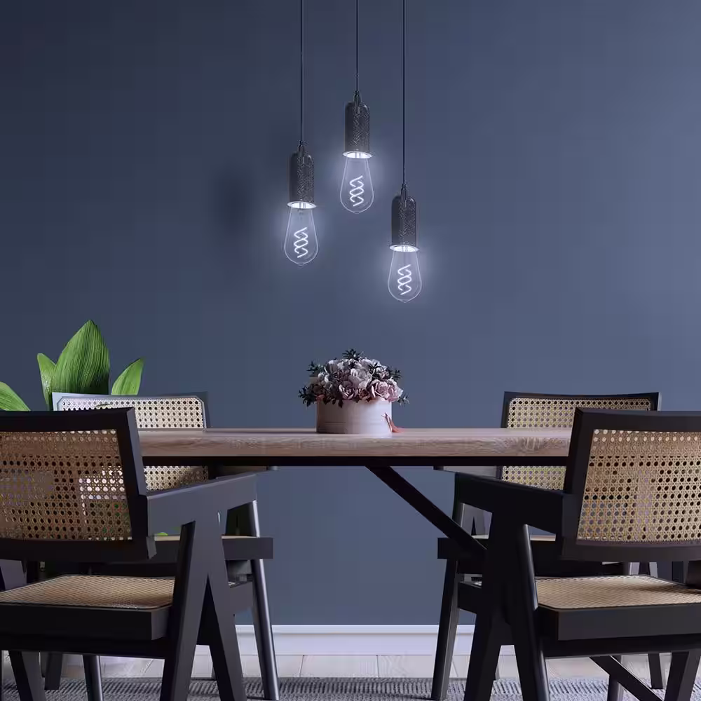 Feit Electric 40-Watt Equivalent ST19 Dimmable Double Spiral White Filament Clear E26 Vintage Edison LED Light Bulb, 5000K (12-Pack)