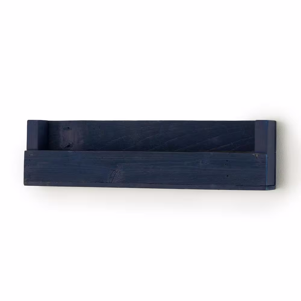 TRINITY 4 in. x 28 in. x 8 in. Navy Blue Book + Photo Display Shelf 3-Pack