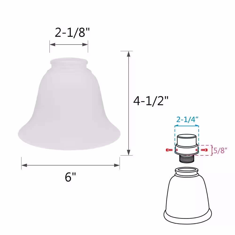 ASPEN Creative CORPORATION:Aspen Creative Corporation 4-1/2 in. Frosted Bell Shaped Frosted Ceiling Fan Replacement Glass Shade (4-Pack)