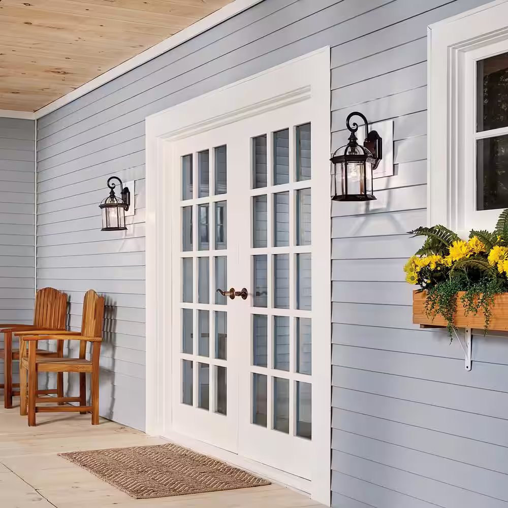 KICHLER Barrie 15.5 in. 1-Light Tannery Bronze Outdoor Hardwired Wall Lantern Sconce with No Bulbs Included (1-Pack)
