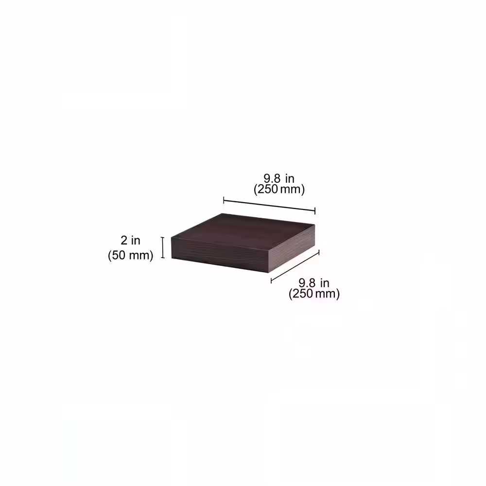 None BIG BOY 9.8 in. x 9.8 in. x 2 in. Mocca MDF Floating Decorative Wall Shelf with Brackets