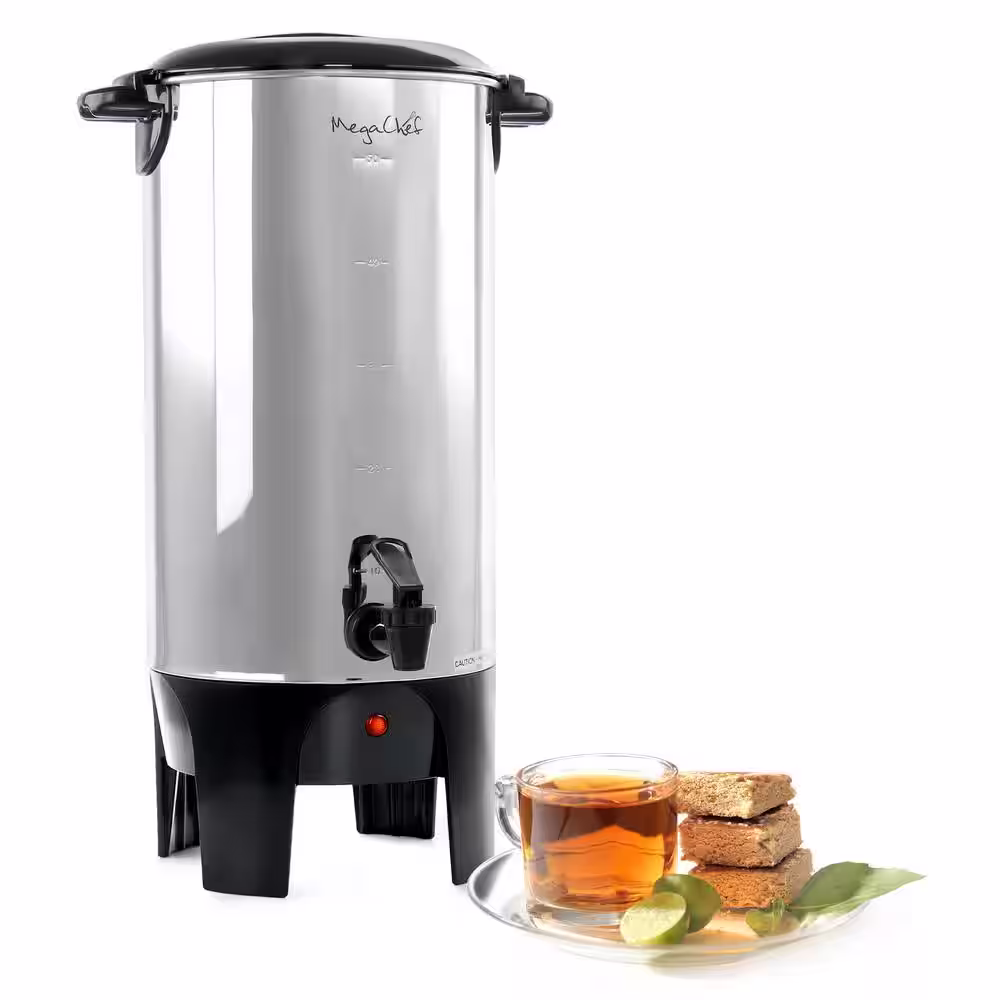 MegaChef 50 Cup Stainless Steel Coffee Urn in Silver