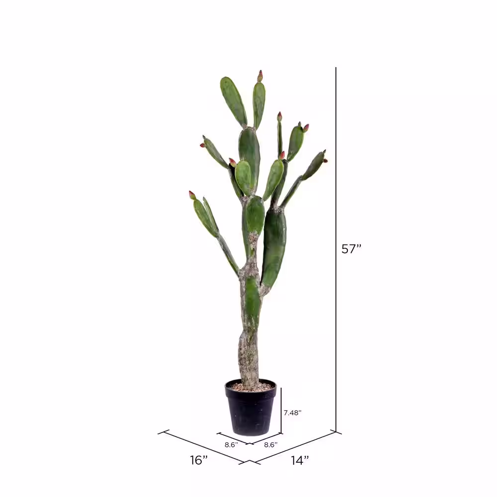 Vickerman 57 in. Green Artificial Cactus Plant in Plastic Planters Pot